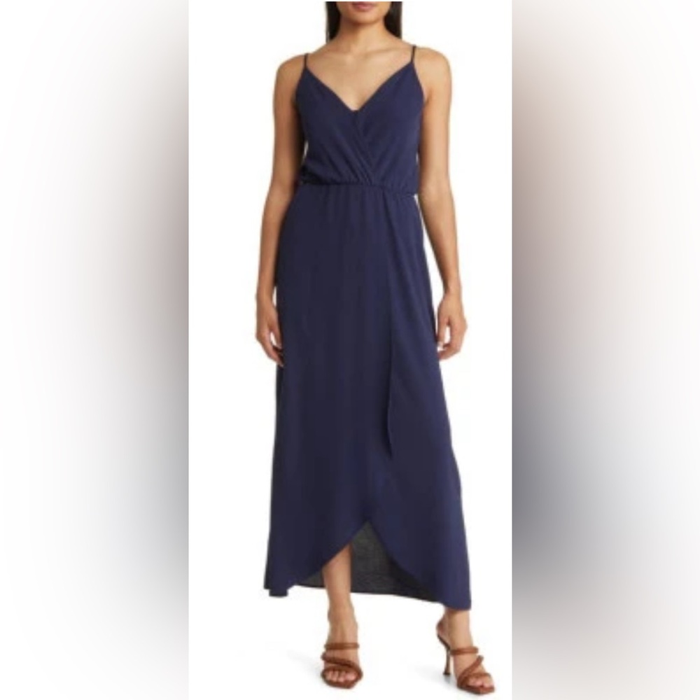 NEW Fraiche by J Elegant Navy Blue Sleeveless Maxi Dress SM Party Wedding Event